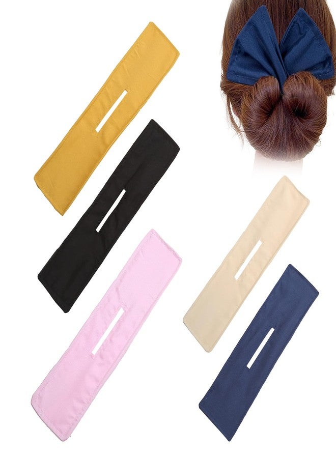 braxan 5 Pieces Hair Bun Maker,Bun Makers for Women's Hair Twist Hair Clips Lazy Hair Curler Bun Maker,Messy Bun Maker for Women's Long Thick or Thin Hair (Ginger Yellow,Black,Beige,Pink,Navy Blue) - Image 1